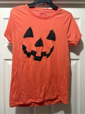 Crazy Dog T-Shirts Orange Halloween Pumpkin Face Women's Tee